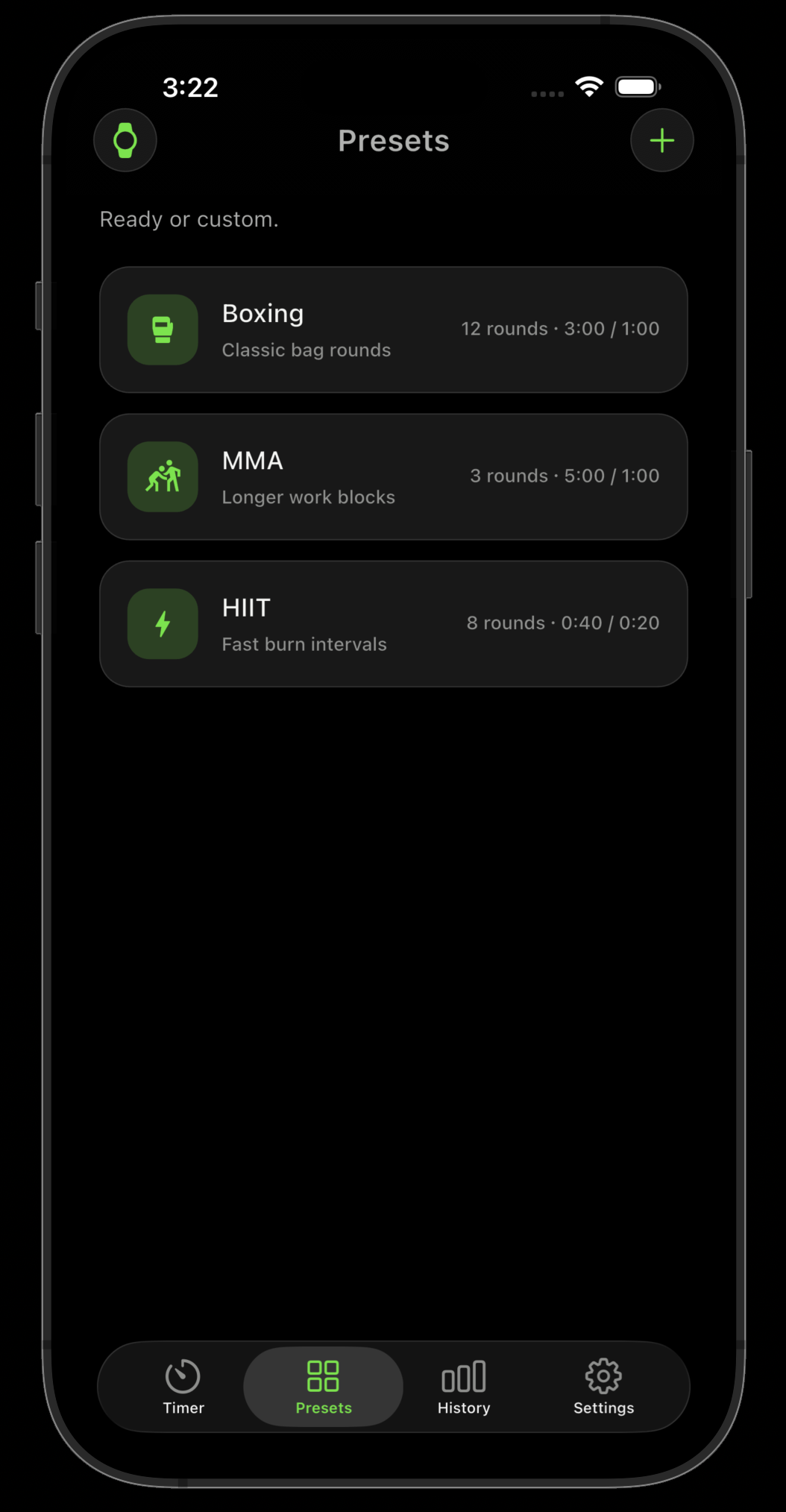 RoundFlow preset screen
